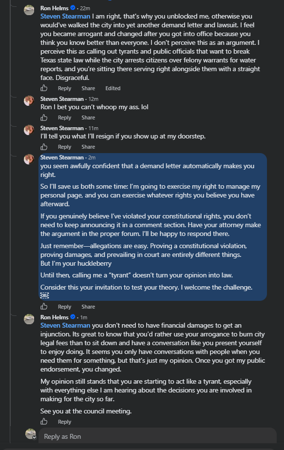 The same September 13 thread, with my comments before and after his